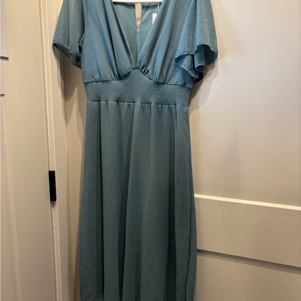 Baltic Born Blue Midi Sundress with Flutter Sleeves